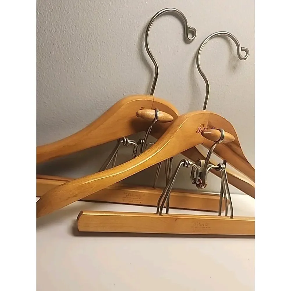 Vintage Setwell Heavy Wooden Suit Hanger 16